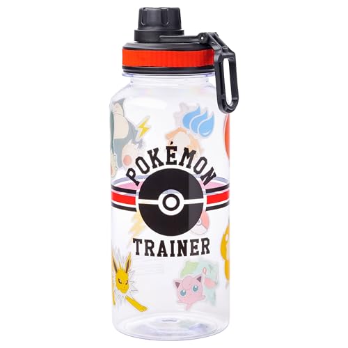 Silver Buffalo Pokémon Trainer Icons Twist, Plastic Water Bottle, 32oz | Spout, Includes Sticker Set, You Stick Yourself, 0.95 Liters - color: Pokemon Trainer