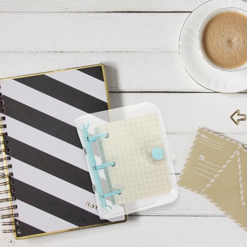Parliky Mini 3-ring Loose-leaf Notepad with Blue Binder, Portable Small Notebook for Students Scrapbooking and Note Taking, Refillable Writing Pad for Office and School Use