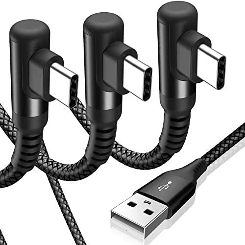 sweguard USB C Cable Right Angle [3Pack, 10FT+6.6FT+3.3FT], USB Type C iPhone 17 Charger Cable Nylon Braided Cord for iPhone 17 16 15 Pro Max Plus, Samsung Galaxy S25 S24 S23 S22 S21 Note 20 10,Moto - color: black, size: 3.3ft+6.6ft+10ft