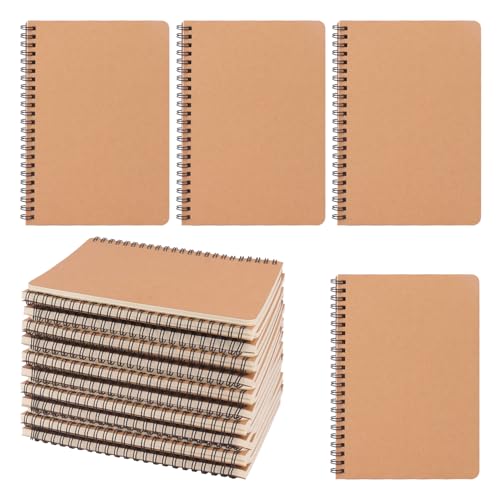 24 Pack Brown Spiral Notebook, A5 Spiral Notebooks, Versatile Medium Notebooks for Work, Study and Gifts, Office, School Supplies(60 Sheets -124 Pages)