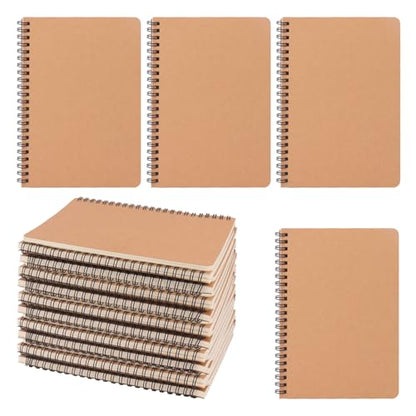 24 Pack Brown Spiral Notebook, A5 Spiral Notebooks, Versatile Medium Notebooks for Work, Study and Gifts, Office, School Supplies(60 Sheets -124 Pages)