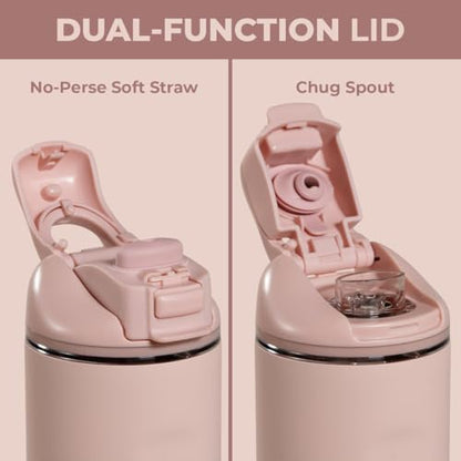 HydroJug Ease2o 14oz Kids Water Bottle with Straw & Chug Lid, Dusty Rose - color: Dusty Rose
