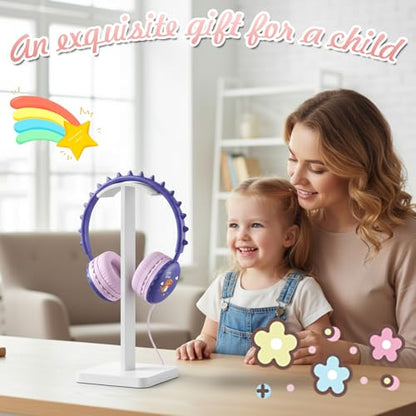 Kids Dinosaur Wired Headphones with Noise Cancelling Purple | Safe 85/94dB Volume Limit, HD Microphone for School, Soft Ear Cups, Pink Headphones for Toddlers & Teens. - color: Dinosaur Purple