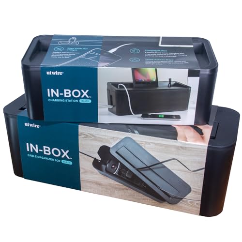 in-Box Cable Box Set with Extra Large Surge Protector Concealer Cable Management for Under Desk and Mobile Charging Station Power Strip Organizer for Desktop, Black - color: Black, size: Bundle (M/XL)