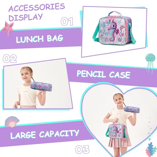 Meetbelify Kids Rolling Backpack with Wheels for Girls Rolling Backpacks with Lunch Box for Elementary School Students 3 in 1 Travel Luggage Suitcase for Girls Age 8-10 - color: Girl 03