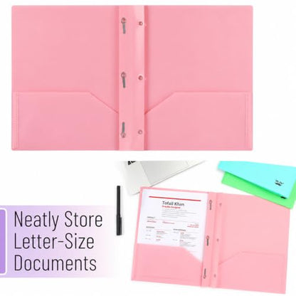 Mr. Pen- Plastic Folders with Pockets and Prongs, 5 Pack, Letter Size | Flexible Plastic Folders with Prongs - color: Bright Colors, size: 5 Pack