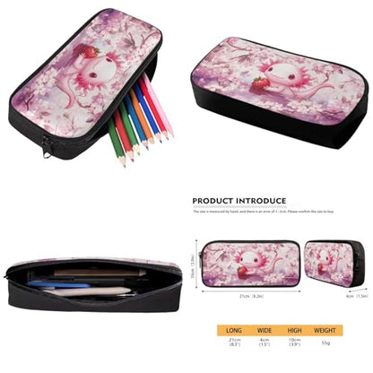Pink Axolotl Kids Backpack Set of 3 with Lunch Box Pencil Case Portable Lunch Bag Multifunctional Pencil Case Cute Book Bag Elementary School Boys and Girls - color: Cute Axolotl Pattern