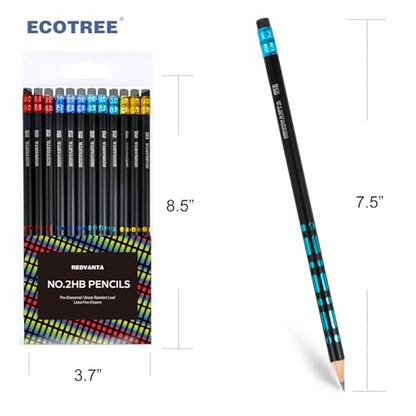 Pre-Sharpened Pencils #2 HB for Kids, School Number 2 Pencils with Latex-Free Erasers, Smooth Writing, Break-Resistant, Easy to Sharpen, Comfort Grip, Back to School Supplies, 12 Count - color: Black