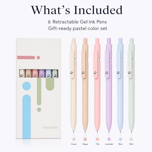 ACEES 6Pcs Gel Pens 0.5mm Fine Point Black Ink Pens With Smooth Writing,Quick Dry Pens For Journaling,Valentines Day Office Writing Supplies for Women Nurse(Macaron) - color: Macaron