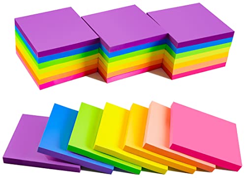 (28 Pads) Sticky Notes 3 x 3 in, Bright Colorful Super Sticking Power Memo Post Stickies, High Stickiness Square Sticky Notes for Office, Home, School, Meeting, 72 Sheets/pad - size: 3x3 inch