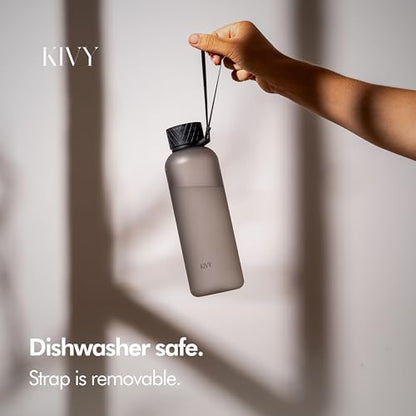 KIVY Slim Water Bottle 22oz [Lightweight & Shatterproof] - Reusable Tritan Water Bottle - Leak Proof Bottle for Women & Men - Water bottle no straw - Dishwasher Safe - BPA Free - color: 02 Ash Black, size: 22oz