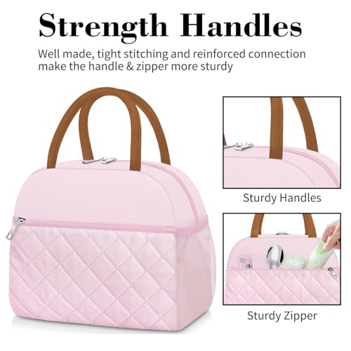 Coobiiya Lunch Box Lunch Bag for Women Men - color: Embroidered Pink
