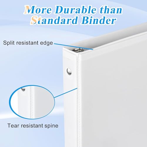 CIXILDTS 0.5-inch Round Ring Binder, Durable 1/2" 3 Ring Binder Fit Letter Size Paper, White, 24-Pack - color: White, size: 0.5", style: 24-Pack