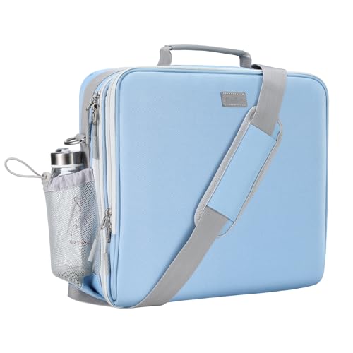 Zipper Binder 3 Inch D-Ring 3 Ring with Water Bottle Holder | Binder with Strap for School/Office, 700 Sheet Capacity-Multiple Pockets, Fit for 13" Tablet/Laptop, Baby Blue - color: Baby Blue