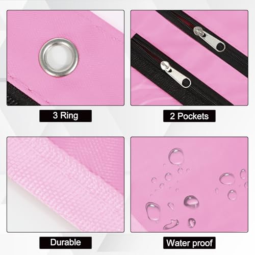 YoeeJob 18 Pack 1 Inch Expandable Zipper Pencil Pouches with Clear Window for 3 Ring Binder, Suitable for School & Office（Pink） - color: Pink
