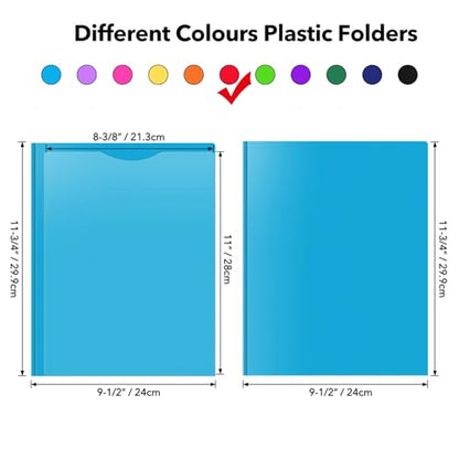 Briartw Heavy Duty Plastic Pocket Folder with Prongs for Letter Size Paper - 6 Pack Red File Folder with Clear Front Pocket - 2 Pockets and 3 Prongs,As Well As 2 Card Slots - Pocket Folders - color: Red