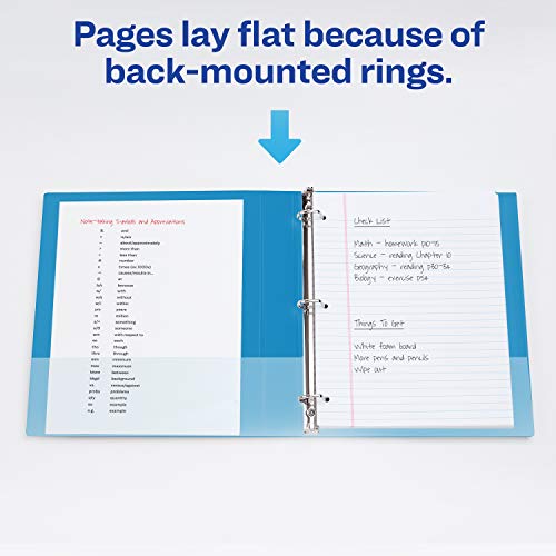 Avery Durable View 3 Ring Binder, 1 Inch Slant Rings, 250-Sheet Capacity, DuraHinge, 1.4 Inch Wide Spine, Customizable Clear Covers and Spine, 1 Pool Blue Binder (17831)