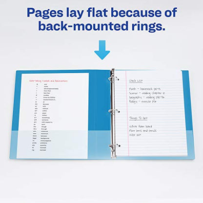 Avery Durable View 3 Ring Binder, 1 Inch Slant Rings, 250-Sheet Capacity, DuraHinge, 1.4 Inch Wide Spine, Customizable Clear Covers and Spine, 1 Pool Blue Binder (17831)