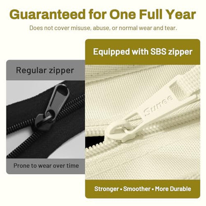 SUNEE Zipper Binder 3 Ring, 3 Inch O-Ring with Handle and Shoulder Strap, 600-Sheet Capacity, 5-Tab Expanding File Folder, Multi-Pockets for Middle School Organizer Binder with Zipper, Soft Beige - color: Soft Beige