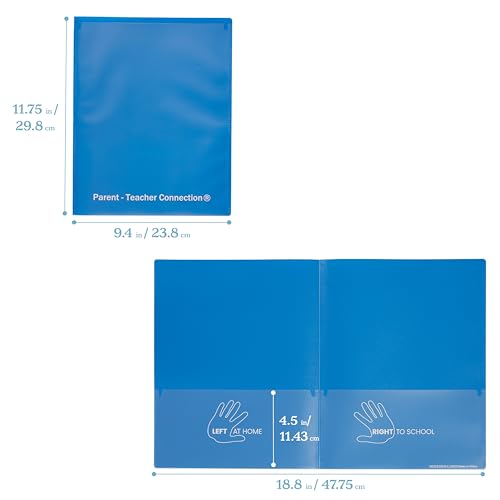 ECR4Kids 2-Pocket Parent-Teacher Classroom Communication Folder, School Supplies, Blue, 36-Piece - color: Blue