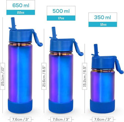 CHILLOUT LIFE 12oz Kids Insulated Stainless Steel Water Bottle with Leak Proof Straw Lid & 144 Stickers - color: Dinosaur, style: 12 oz