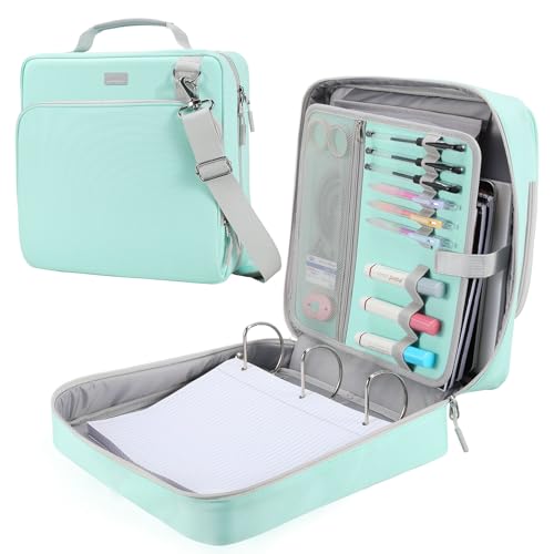 3-Inch 3-Ring Zipper Binder with Shoulder Strap and Multiple Pockets | D-Ring Zip Up Binder with 700 Sheets Capacity, Compatible with 13" MacBook/Tablet, for Middle School, Office, Mint Green - color: Mint Green