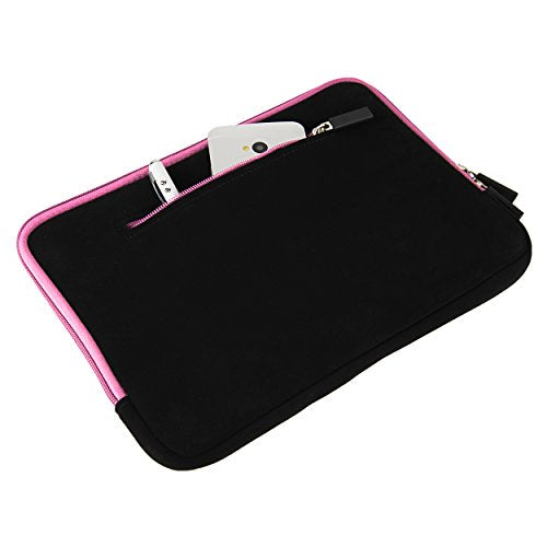 Thick Cushion Padding Scratch Water Resistant Accessory Pocket 13 inch Laptop, Chromebook Sleeve Bag - color: Black Pink