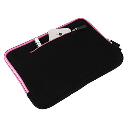 Thick Cushion Padding Scratch Water Resistant Accessory Pocket 13 inch Laptop, Chromebook Sleeve Bag - color: Black Pink