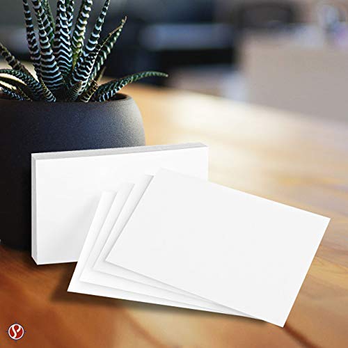 Blank Index Flash Note Cards | 80lb Heavyweight Thick White Cover Stock. 100 Cards Per Pack | 4 x 6 - size: 4 x 6