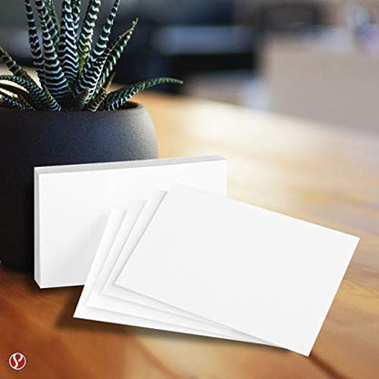 Blank Index Flash Note Cards | 80lb Heavyweight Thick White Cover Stock. 100 Cards Per Pack | 4 x 6 - size: 4 x 6