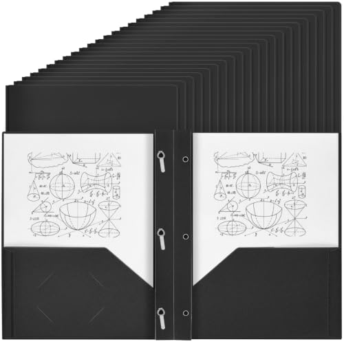 Yeaqee 80 Pcs Plastic Folders with Pockets and Prongs Plastic Folder 2 Pockets 3 Prongs with Business Card Slot Back to School Folders for Students, Teachers, Office Workers (Black) - color: Black