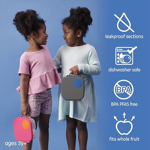 b.box Lunch Box Kids 2-pack, Mini Lunch Box + Snack Containers for Kids | 4.25 + 1.75 Cup Bento Box for Kids, Snack Box, Lunch Containers, Leak Proof, Dishwasher Safe, BPA Free, PFAS Free, Ages 4m+ - color: Blue Slate