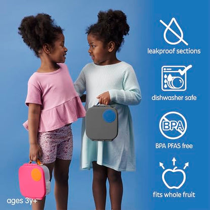 b.box Lunch Box Kids 2-pack, Mini Lunch Box + Snack Containers for Kids | 4.25 + 1.75 Cup Bento Box for Kids, Snack Box, Lunch Containers, Leak Proof, Dishwasher Safe, BPA Free, PFAS Free, Ages 4m+ - color: Blue Slate