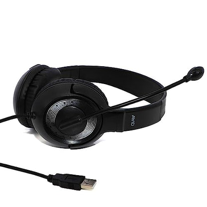 Avid AE‑55 USB Wired Headset with Noise‑Canceling Mic, Black/Silver, On‑Ear Design, 270° Rotating Boom, Chew‑Resistant Cord, Adjustable Fit for Classroom & Remote Learning (20‑Pack) - size: 20 Pack (USB)