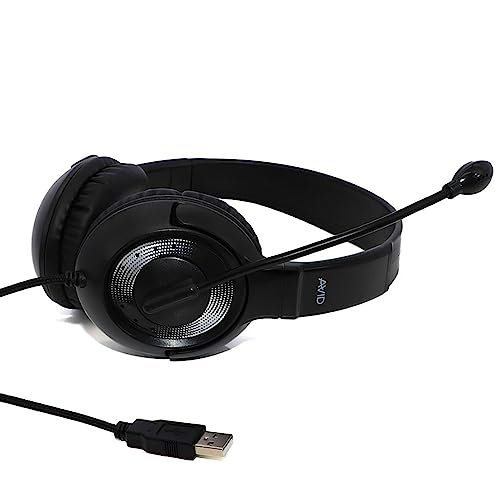 Avid AE‑55 USB Wired Headset with Noise‑Canceling Mic, Black/Silver, On‑Ear Design, 270° Rotating Boom, Chew‑Resistant Cord, Adjustable Fit for Classroom & Remote Learning (40‑Pack) - size: 40 Pack (USB)