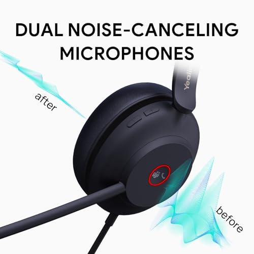 Yealink UH37 USB Headset with Microphone for PC Laptop - Headphones with Noise Cancelling Microphone for Computer,On-Ear Wired Office Call Center Headset Mono - style: Mono