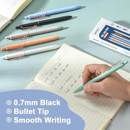 Gel Pens,0.7mm Quick Dry Black Ink Pens, Medium Fine Point Smooth Writing Pens, Cute Office School Supplies Gifts for Women, Pack of 6 (6)