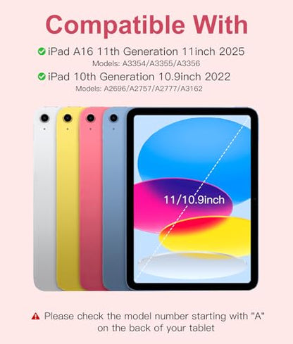 Hamile for iPad 11th 10th Generation Case with Keyboard - 7 Colors Backlit Wireless Detachable Folio Keyboard Cover with Pencil Holder for iPad 11-inch A16 2025 10th Gen 10.9 Inch 2022 (Pink) - color: Pink
