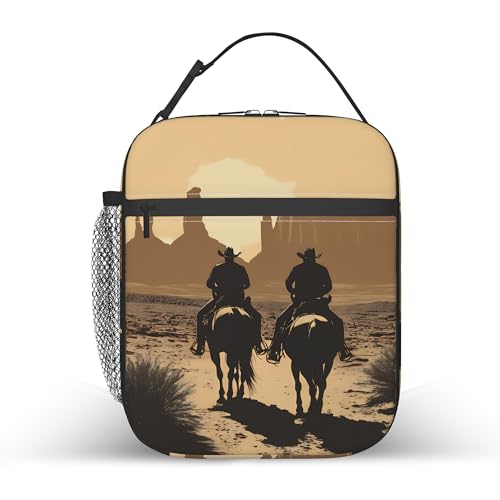 Western Cowboy Lunch Box Bag, Portable Lunch Bag,Reusable Insulated Freezer Lunch Bag for Men Women Kids Picnic Camping and Work - color: Western Cowboy