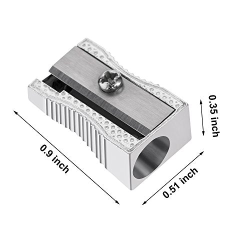Frienda 48 Pack Metal Pencil Sharpeners Handheld Metal Mini Sharpeners Manual Pencil Sharpeners with Single Hole Aluminum Alloy Sharpener for Standard Size(Silver)