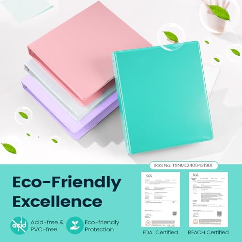 2 Pack BinderX Extra Durable 3 Ring Binder, 1 Inch Binder Round Rings, Fits 350 Sheets of 8.5x11 Paper, Customizable View Cover with Inside Pockets, Cute 1 Inch Binders 3 Ring, Pink & Purple - color: Pink & Purple, size: 1 Inch