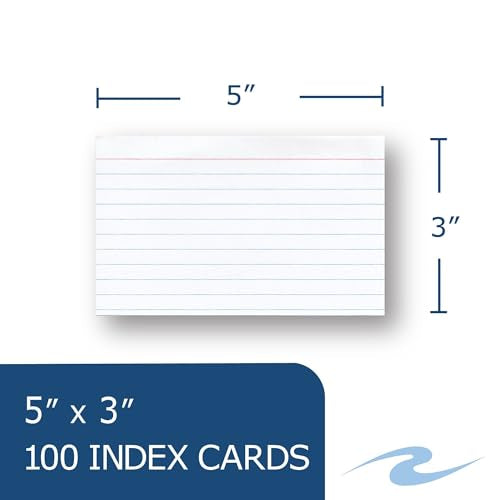 Roaring Spring Recycled Index Cards 3"x5", 100 Count, Smooth 100# White Recycled Index Paper, Ruled on Front, Blank on Back (Pack of 1)