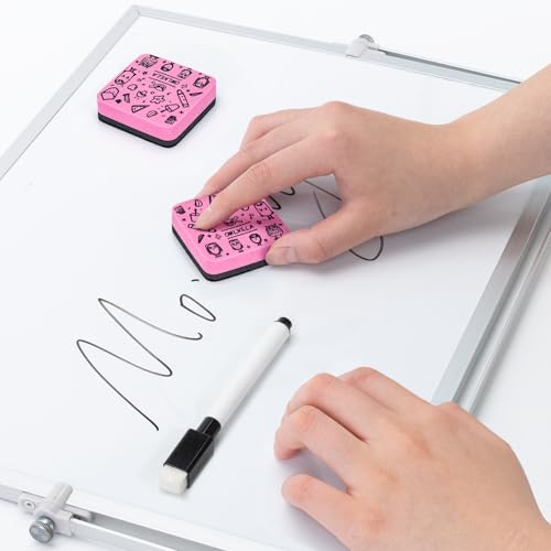 OWLKELA 30Pcs Dry Erase Erasers, Magnetic Whiteboard Eraser, Mini Whiteboard Cleaning Pads for Classroom, Office and Home, Pink - color: Pink, size: 30 Pcs