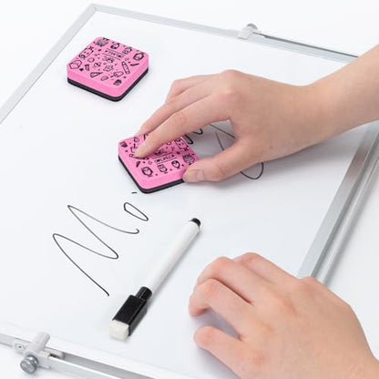 OWLKELA 30Pcs Dry Erase Erasers, Magnetic Whiteboard Eraser, Mini Whiteboard Cleaning Pads for Classroom, Office and Home, Pink - color: Pink, size: 30 Pcs