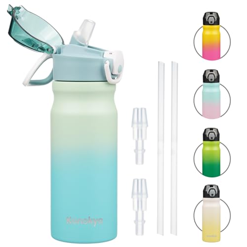 Konokyo 18 oz Insulated Stainless Steel Sports Water Bottle with Straw Lid | BPA-free, leak-proof reusable sports bottle with carry loop for gym, office, hiking, camping, travel & hydration - color: Mint, size: 18 Ounces