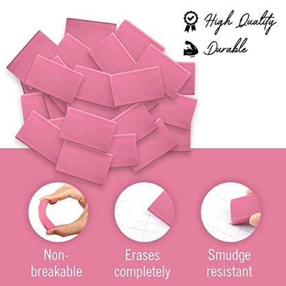 Pink Erasers, 80 Count, Latex Free Eraser for Kids, Square Eraser, Erasers Bulk for School Supplies, Art, and Office Use - size: 80 Count Square Erasers