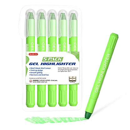 Shuttle Art 5 Pack Green Gel Highlighters,Bible Highlighters,No Bleed Through, Bible Journaling Supplies,Great for Journaling, Highlighting and Studying - color: Green