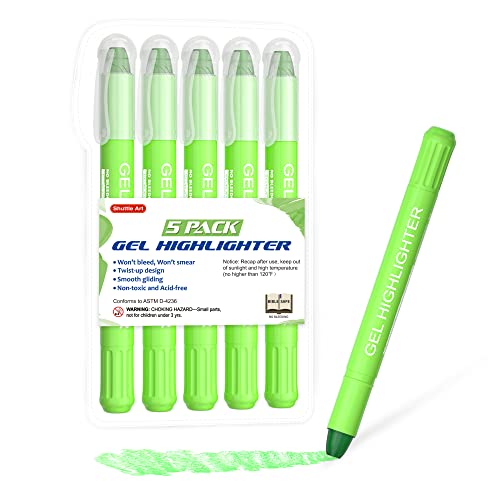 Shuttle Art 5 Pack Green Gel Highlighters,Bible Highlighters,No Bleed Through, Bible Journaling Supplies,Great for Journaling, Highlighting and Studying - color: Green