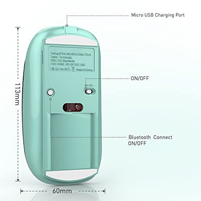 Rechargeable Bluetooth Mouse Wireless Bluetooth Mouse for iPad pro iPad Air Mac MacBook Pro MacBook Air Laptop Chromebook Windows HP DELL (Blue) - color: BLUE
