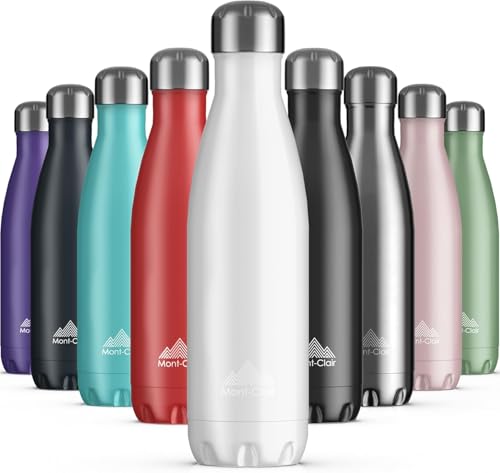Mont-Clair Stainless Steel Water Bottle, Vacuum insulated - BPA Free, 12h Hot & 24h Cold Drinks, Metal Water Bottle 17 oz Leakproof, Ideal for Adult, Kids, Running - White - color: White, style: 17 Ounces